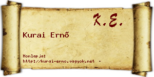 Kurai Ernő névjegykártya